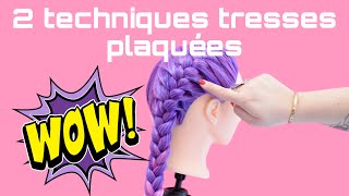 2 techniques différentes pour réussir 2 tresses plaquées  classique et en relief  TUTO TRESSE [upl. by Solitta]