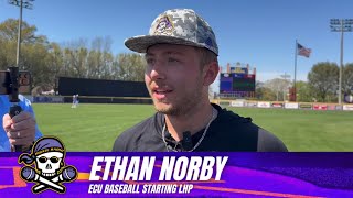 ECU Baseball Starting LHP Ethan Norby after the sweep over UAB [upl. by Attennod]