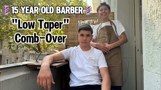 THE 15YEAROLD BARBER 💈CRAZY LowTaper with CombOver in Berlin [upl. by Enneira]