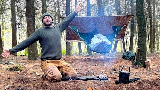 Solo Hammock Camping in Winter  One Pot Campfire Cooking [upl. by Rivkah46]