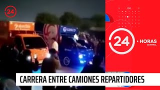 Gasco y Abastible rechazan insólita carrera clandestina entre camiones repartidores  24 Horas TVN [upl. by Morocco]