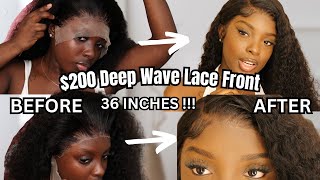 Affordable 200 Aliexpress 36 Inch Deep Wave Lace Frontal Wig InstallReview  Wiggogo Official Hair [upl. by Royall]