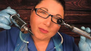 ASMR Ear Cleaning Ear Exam Otoscope Ear Picking Ear Scraping Plastic Apron Medical Roleplay [upl. by Onailil]