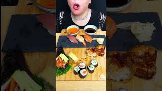 ASMR MUKBANG  SUSHI PLATTER NIGIRI FRIED SUSHI SUSHI WRAP asmr mukbang asmreating [upl. by Barnie]