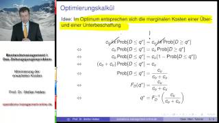 Video 73 zum quotOperations Management Tutorialquot Kostenminimierung im Zeitungsjungenproblem [upl. by Sascha]