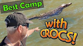 BEST CHEAP CAMP RIGHT ON THE WATERS EDGE on QLD EAST COAST  CAMPFIRE COOKING amp RESIDENT CROCODILE [upl. by Ettenyar]