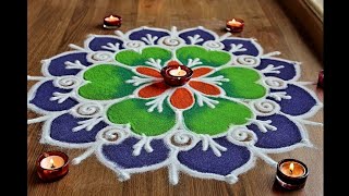 Easy and Quick freehand Rangoli designs with colours Diwali rangoli designs by Shital Daga [upl. by Medor]