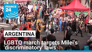 Thousands protest Mileis discriminatory laws at Argentinas LGBTQ march • FRANCE 24 English [upl. by Eentruoc]