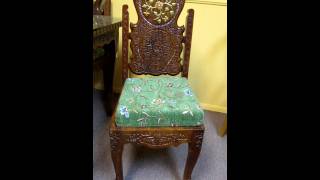 Dinning Table Chair Teak wood hand carved Brass inlay Made in IndiaMOV [upl. by Eneleoj]