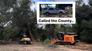 Clearing land for a Vineyard amp neighbor tries to SHUT our job down otherwise great job [upl. by Towill]