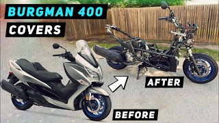 Suzuki Burgman 400  Complete Cover Removal 2017Current  Mitchs Scooter Stuff [upl. by Naerad]