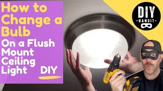 ️🔥 Flush Mount Ceiling Light Fixture➔ How to Change a Light Bulb amp Remove the Glass Cover [upl. by Eleets]