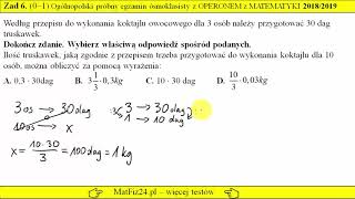 Zadanie 6 Proporcja Egzamin ósmoklasisty z OPERONEM 20182019 [upl. by Locklin]