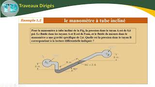 Serie Statique  fluide incompressible Le manomètre à tube incliné NB 4 [upl. by Arrik]