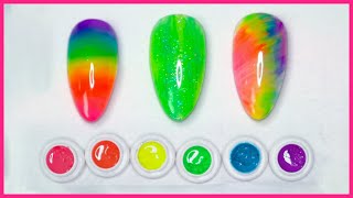 Perfect Summer Tie Dye Nail Design using New Neon Cream Clay Gels [upl. by Aniakudo]