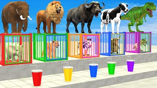 Cow Elephant Lion Gorilla T Rex Dont Choose The Wrong Drink CHALLENGE Animals Cage Game 3D [upl. by Aicilla]