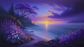 Calming Sea Waves Stress Relief amp Relaxation with Ocean Sounds PURPLE THEME [upl. by Notgnimer623]