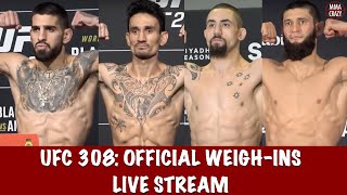 UFC 308 Topuria vs Holloway Official Weighins Live Stream [upl. by Ymirej484]