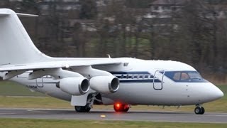 BAe 146100 Formula One Management Take Off at Airport BernBelp [upl. by Novick]