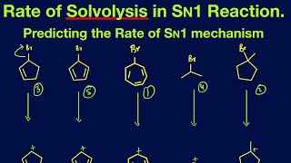 Rate of Solvolysis in SN1 mechanism How does aromaticity play role in reaction rate for SN1 [upl. by Riamu255]