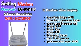 SETTING MODEM ROUTER HUAWAI EG8141H5 [upl. by Adnahs]