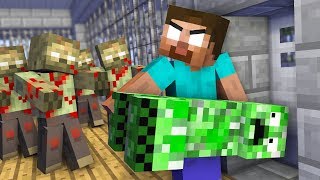 Monster School  JAILBREAK ZOMBIE APOCALYPSE Challenge  Minecraft Animation [upl. by Bazar]