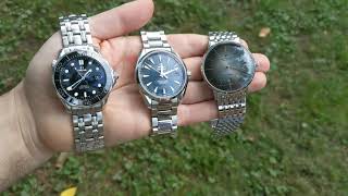 Omega Aqua Terra 8500 415mm vs Seamaster Professional 41mm smpc sidebyside wrist shot comparison [upl. by Sethi]