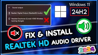 Install Realtek HD Audio Driver On Windows 11 In 2024 Reinstall Missing Audio amp Fix No Sound Output [upl. by Dacia]