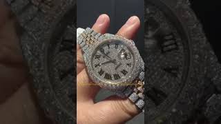 Handcrafted Moissanite Diamond Watch black belt Automatic Diamond Watch For Men [upl. by Anderer]