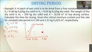 Drying of solids Example 3 Constant and Falling rate period [upl. by Mcadams]