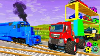 TRANSPORTING PIXAR CARS amp FRUITS WITH COLORED amp JOHN DEERE vs CLAAS vs TRACTORS Bng Wuchuchu Games [upl. by Dnomyad]