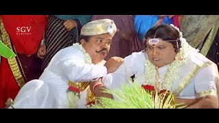 Sundar Raj Marrying Mukyamanthri Chandru Comedy Scene  Simhadriya Simha Kannada Movie [upl. by Ahseinaj]