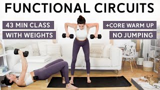 Total Body Functional Circuits Class 43 Mins  Low Impact Weights [upl. by Larimore246]