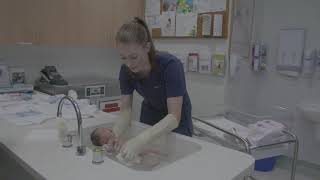 Westmead Hospital Woman and Newborns baby bathing demonstration [upl. by Vijar739]