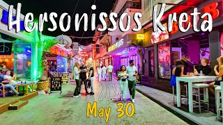 Hersonissos Crete late night walk 4k Chersonissos Kreta Greece 2024 [upl. by Clifton228]