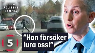 Förare ÖVERGER sin Tesla under biljakten  Fångat på polisens kamera  Kanal 5 Sverige [upl. by Braunstein248]