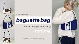 DIY baguette mini bagpurse TUTORIAL with lining AND pocket [upl. by Wertz]