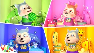 Wolfoo Family play Four Colors Playhouse Challenge 🌈 Funny Stories For Kids  Wolfoo Kids Songs [upl. by Ziguard461]