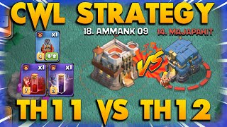 200 IQ CWL Attack  TH11 VS TH12 Skelly Donut Laloon Attack Strategy  Clash Of Clans [upl. by Dorella]