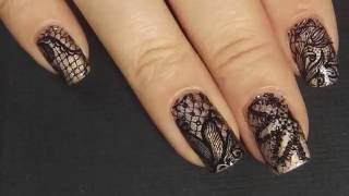 Lace stamping Holographic nail tutorial [upl. by Ayirp]