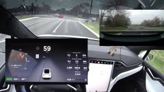 Tesla Model X  Autopilot Lane Changing to Shoulder Active Spoiler and Slipstream [upl. by Teddman]