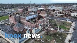 Aerial footage shows tornado aftermath in Mayfield Kentucky [upl. by Toft]