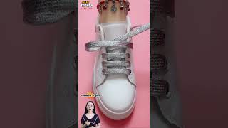 Fashion crisscross lacing yours sneakers Tie tips easy shoelacing style tips shorts [upl. by Holzman699]