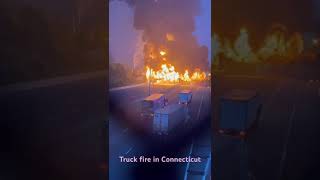 Truck crashes into a tanker causing a massive fire in I95 Connecticut [upl. by Arahsat]