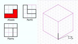 Dibujar perspectiva isométrica conocidos el alzado planta y perfil Con audio y 3D [upl. by Darken403]