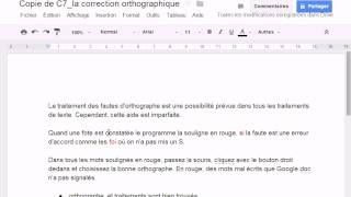 Google drive  traitement de texte 4  Correction orthographique  cours IFAD [upl. by Dugan]