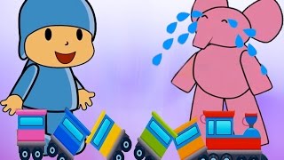 POCOYO And ELLY Crying Crashed Train Pranks 💗 The Newest Compilation 2017 💗 Finger Family Rhymes [upl. by Deach]