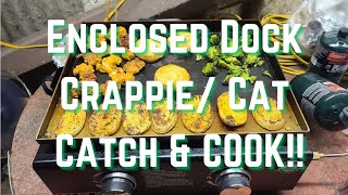 Enclosed CRAPPIE Dock CATCH and COOK Freshest Catfish and Crappie [upl. by Ingrid]