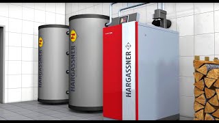 Caldaia a legna a gassificazione Hargassner NEOHV 2060kW ITA  fiamma inversa [upl. by Wichern]