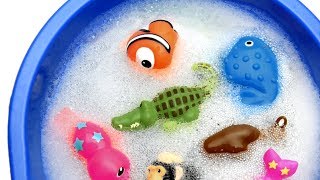 Learn With Wild Animals in Water Tub Baby Shark Toys For Kids [upl. by Bickart]